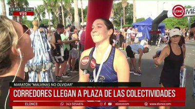 Llegada de los primeros corredores de la marat&oacute;n "Malvinas no olvidar"